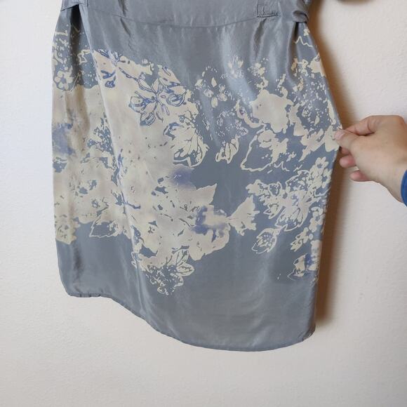 Petticoat Alley Silk Gray Abstract Floral Off Shoulder A-line Mini Dress Small - Picture 5 of 13